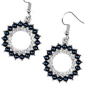 Blue Pearl & Rhinestone Hoop Earrings | Elegant Dainty Design